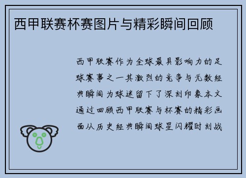 西甲联赛杯赛图片与精彩瞬间回顾